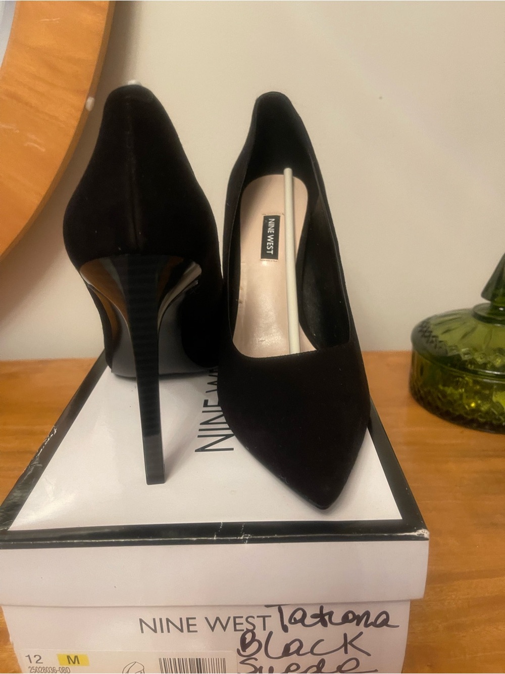 Nine West Black Suede-Look Pointed Toe Pumps